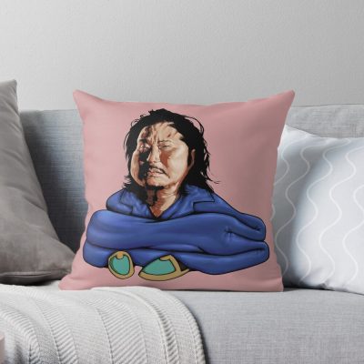 Bobby Lee Caricature With No Bones Wearing Slippers Throw Pillow Official Bad Friends  Merch