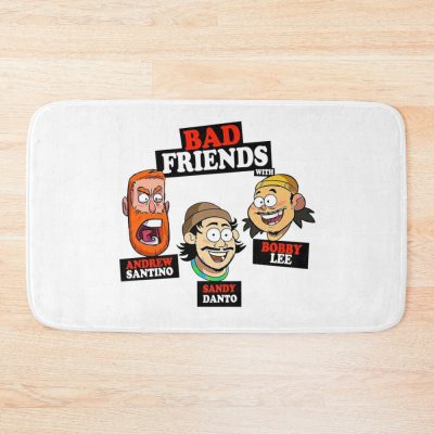 Bad Friends With Andrew Santino Bobby Lee Sandy Danto Bath Mat Official Bad Friends  Merch