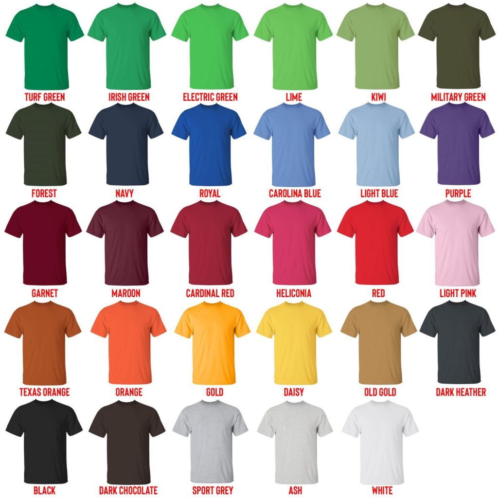 t shirt color chart - Bad Friends Store